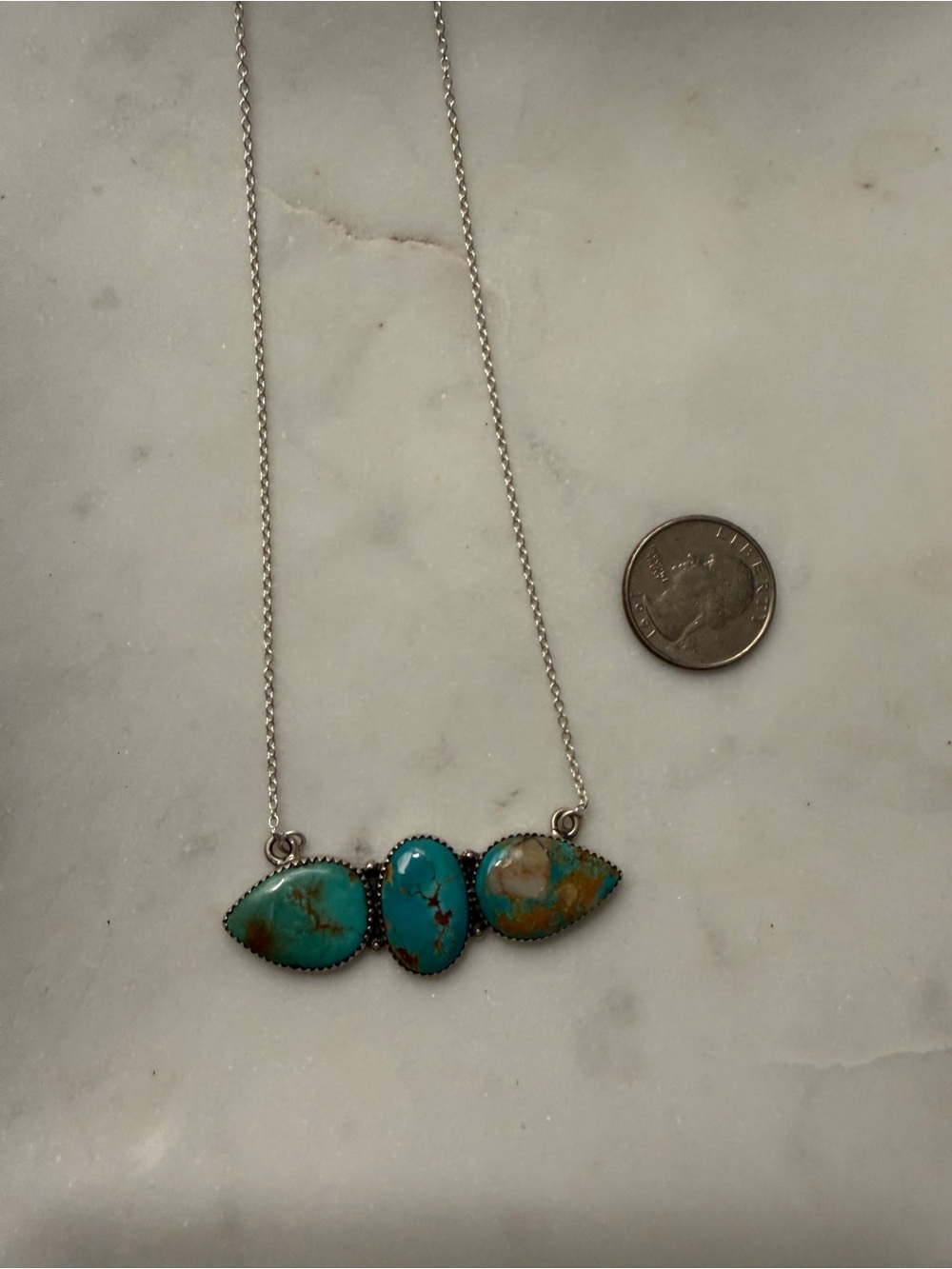 Sterling silver and turquoise Bar Pendant Necklace